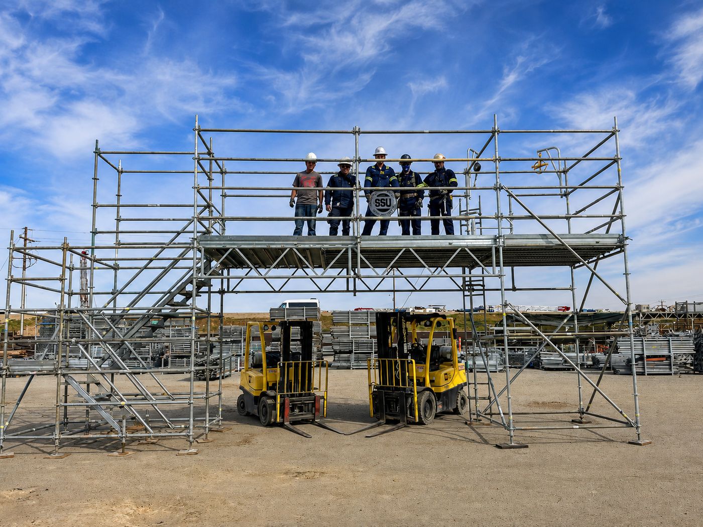 Scaffold Solutions Unlimited crew with a scaffold structure, serving Clovis, California